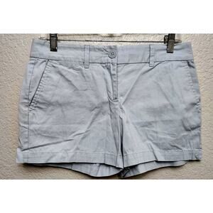 Ann Taylor LOFT Blue Green Flat Front Chino Shorts 2 Lightweight Soft Pockets